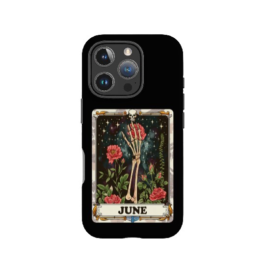 June Gothic Tarot Card - Rose Flower & Skeleton's IPhone Cases