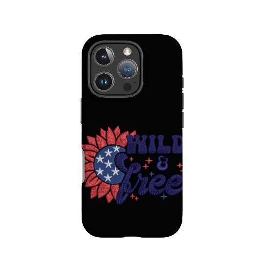 Wild Free Sunflower Amerian Flag Embrodery Effect IPhone Cases