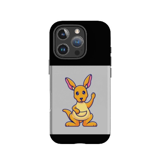 Cute Kangaroo Waving Hand: Cartoon Vector Icon Ill IPhone Cases