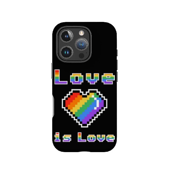 Pixel heart Love is Love rainbow colored IPhone Cases