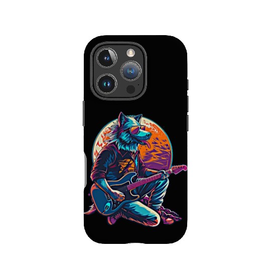 Blue Wolf Moon Guitar Player Retro Sunglasses IPhone Cases