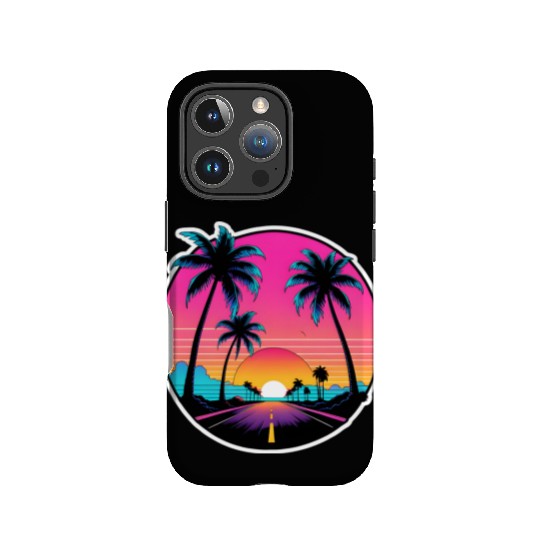 Beach road sunset driving on a lonely road. IPhone Cases