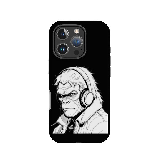 Gorilla wearing a headphones IPhone Cases