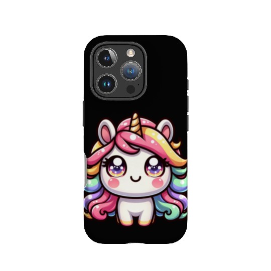 Cute chibi Unicorn with colorful hair IPhone Cases