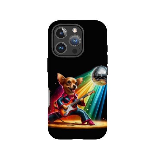 Disco Guitar Chiweenie dog IPhone Cases