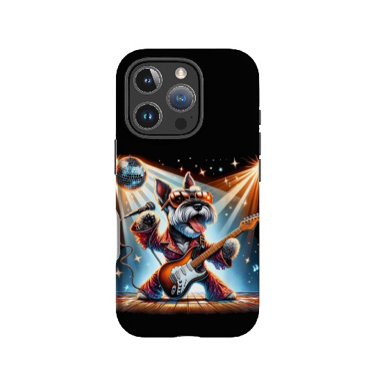 Disco Guitar Schnauzer dog IPhone Cases