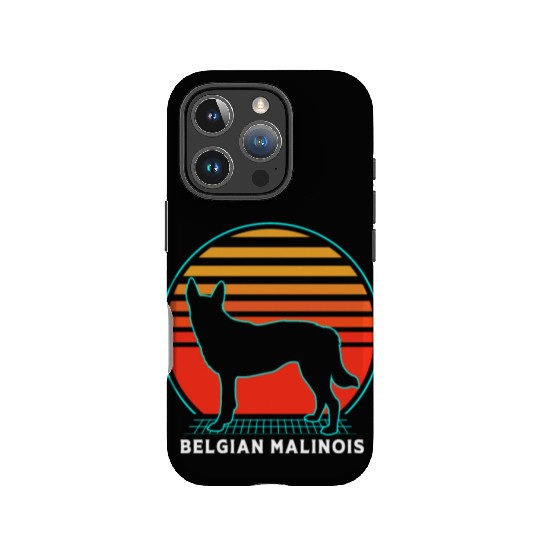 Retro 80s Dog Silhouette Belgian Malinois IPhone Cases