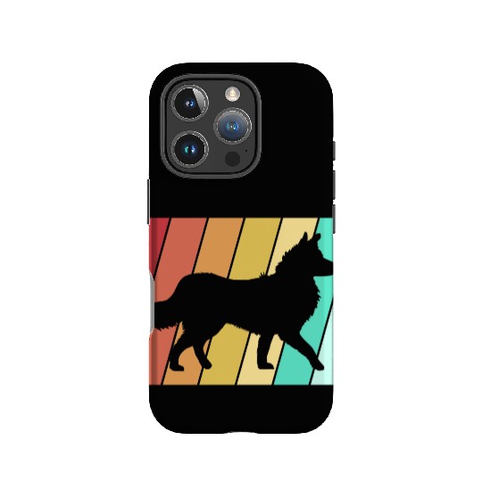 Retro 80s Border Collie Dog Silhouette IPhone Cases