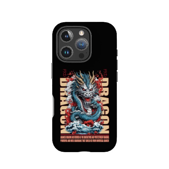 Japanese dragon on waves IPhone Cases