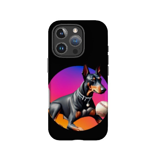 Doberman baseball player IPhone Cases