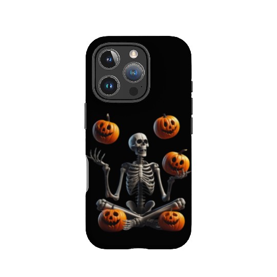 Funny Halloween Pumpkin Juggling Skeleton IPhone Cases