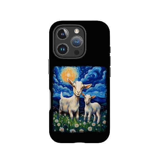 Goats Farm Animals Farmer Starry Night Painting IPhone Cases