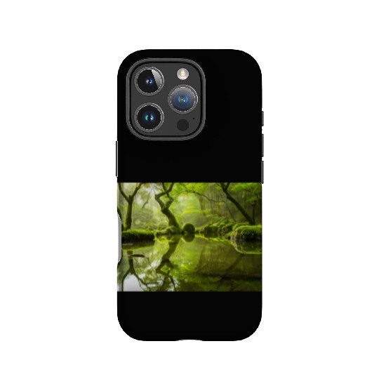 Enchanted Forest Reflections in Tranquil Pond IPhone Cases