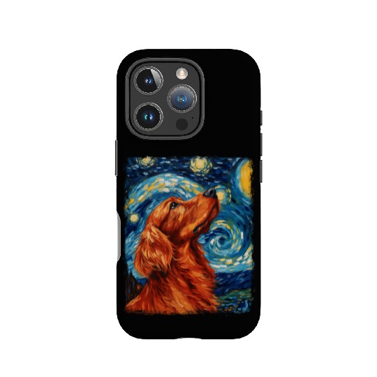 Irish Setter Dog Starry Night Painting IPhone Cases