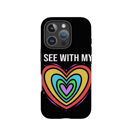 Rainbow Heart Blind Awareness I See With My Heart IPhone Cases