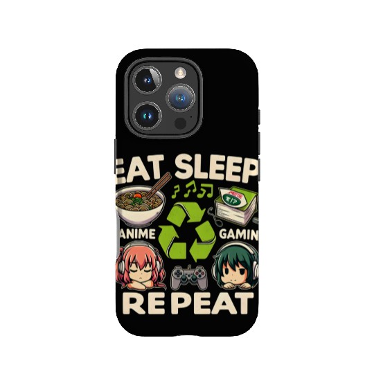 Cute Anime Eat Sleep Anime Repeat Manga IPhone Cases