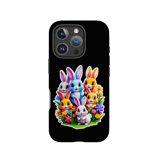 Colorful Spring Celebration with Cute Bunnies IPhone Cases