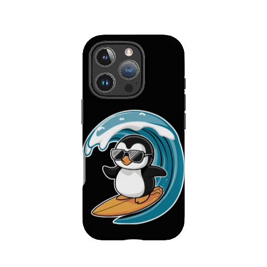 Cool Surfing Penguin Riding the Waves IPhone Cases