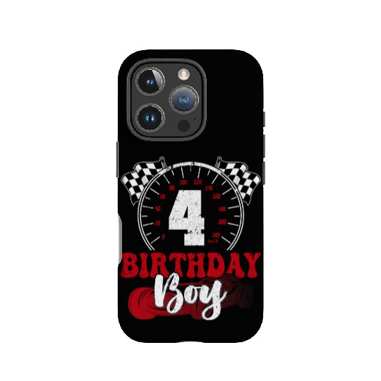 Kids Birthday Boy 4 Four Race Car 4th Birthday IPhone Cases