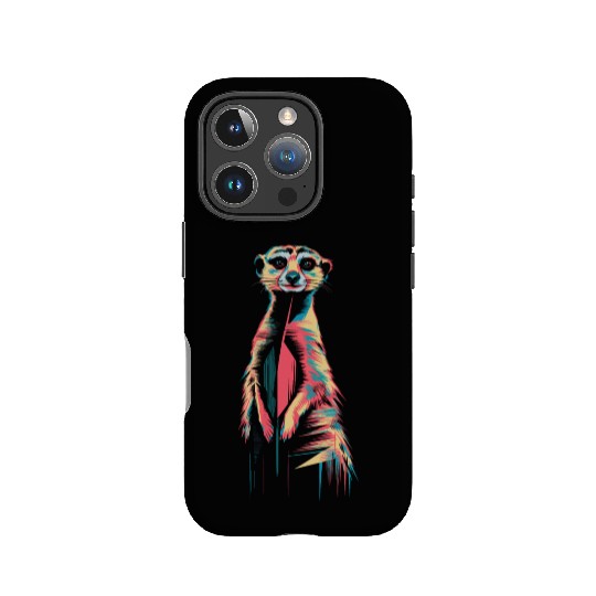 Vibrant Meerkat Illustration Neon Colors IPhone Cases