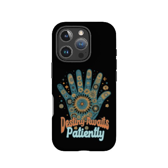 SAYING: Destiny awaits patiently, retro palm, sun IPhone Cases