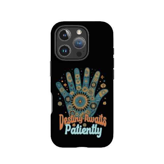 SAYING: Destiny awaits patiently, retro palm, sun IPhone Cases