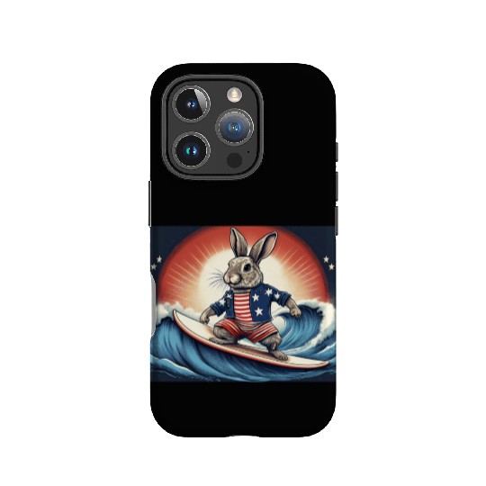 Stars & Stripes Surfer Bunny IPhone Cases