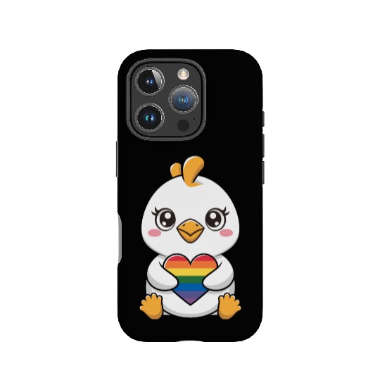 Adorable Chick Holding Rainbow Heart LGTBQ IPhone Cases