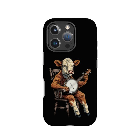 Hereford Cattle Farmer Bluegrass Banjo Player IPhone Cases