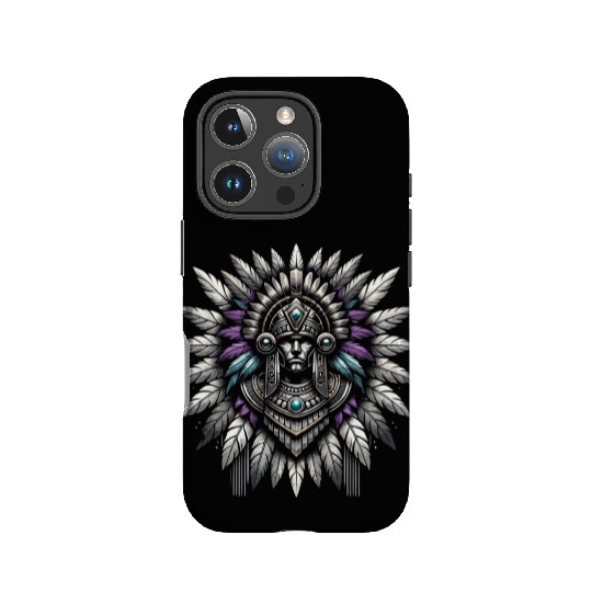Aztec Warrior Mask with Tribal Art and Ancient IPhone Cases