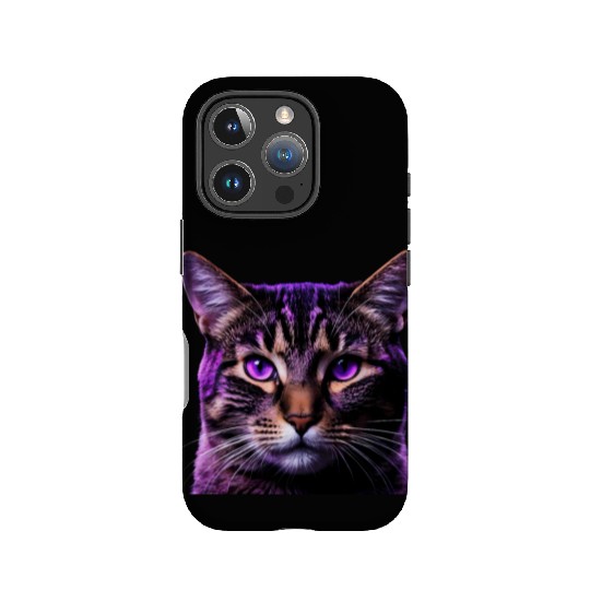Vivid Lilac-Eyed Tabby Cat Portrait IPhone Cases