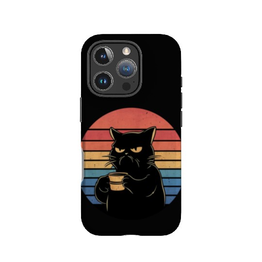 Grumpy Cat with Coffee Retro Style IPhone Cases