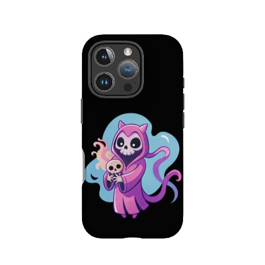skeletal figure, violet pink robe, lavender puppy IPhone Cases