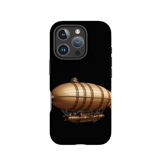 A large steampunk-style airship with bronze metal IPhone Cases