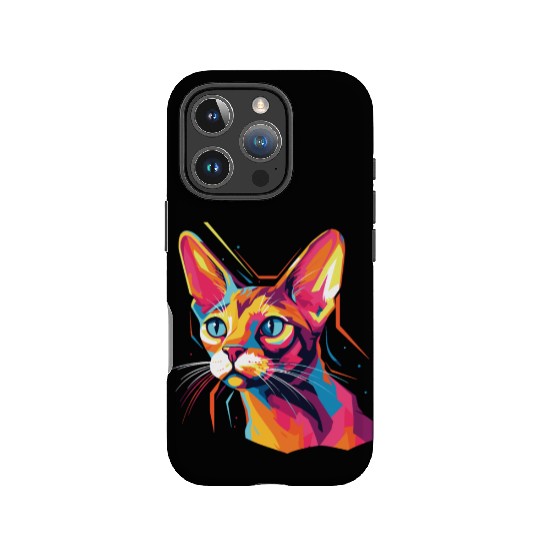 Cat Watercolor Colorful Abyssinian Cat IPhone Cases