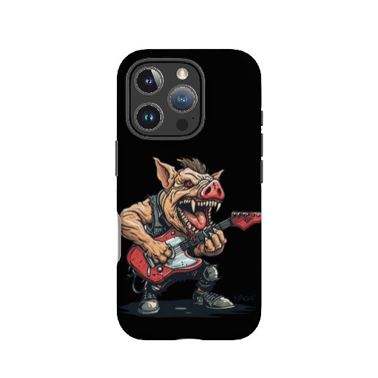 Punk Rock Guitar Pig IPhone Cases