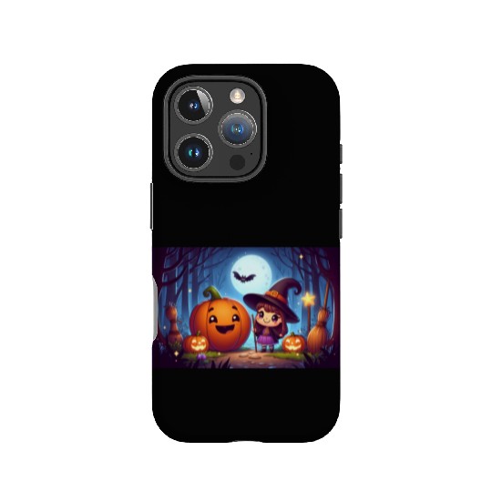 Halloween Witch and Jack-o'-Lantern Scene IPhone Cases