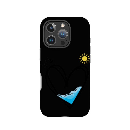 Heart with water and sun IPhone Cases