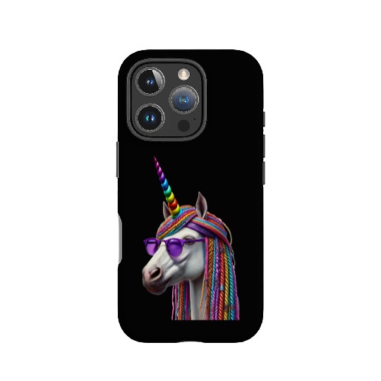 Rainbow Unicorn with Braids and Sunglasses Swag IPhone Cases