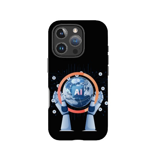 Robot Hand Holding World with Ai Chip IPhone Cases