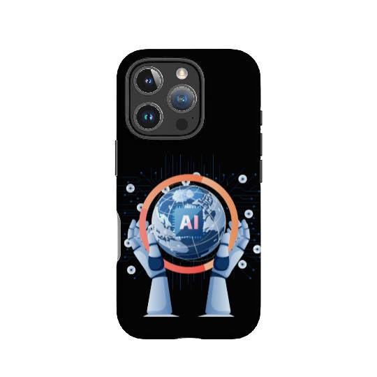 Robot Hand Holding World with Ai Chip IPhone Cases