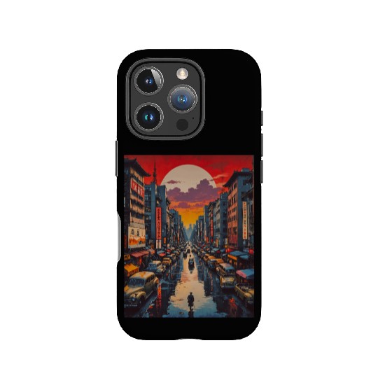 Twilight Reflections in Neon City IPhone Cases