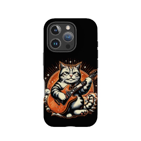 Cat Playing Guitar Rock Star Rock and Roll IPhone Cases