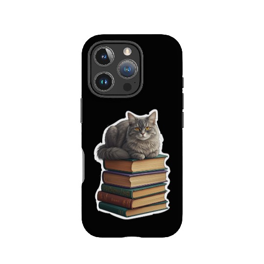 Grey Cat Loaf On Books IPhone Cases