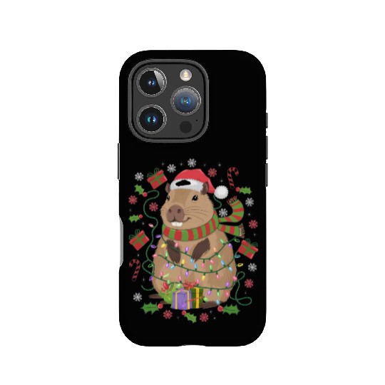 Cute Christmas Capybara - Holiday Lights and Gifts IPhone Cases