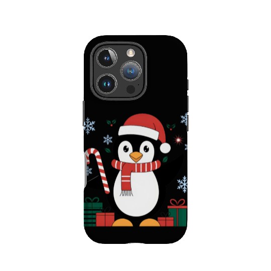 Cute Christmas Penguin - Candy Cane and Gifts IPhone Cases