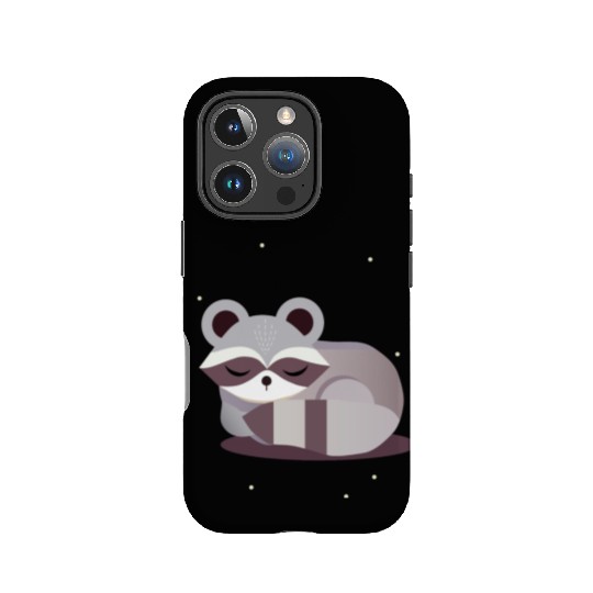 Minimalist raccoon animal illustration IPhone Cases