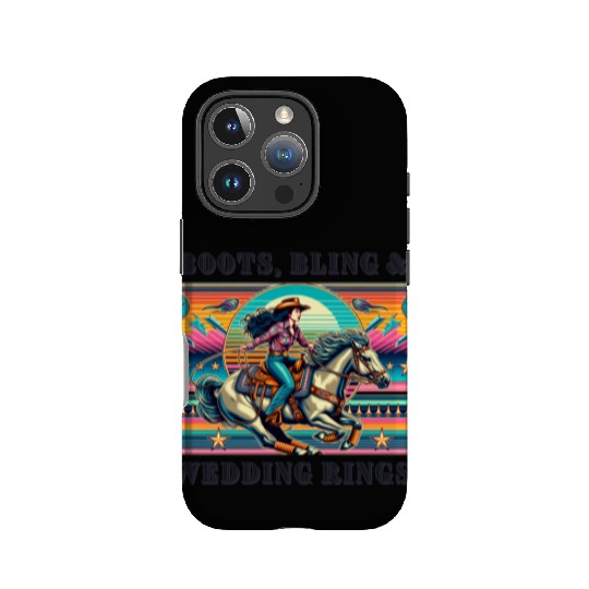 Retro 80's Cowgirl Rodeo | Boots, Bling, & Rings IPhone Cases
