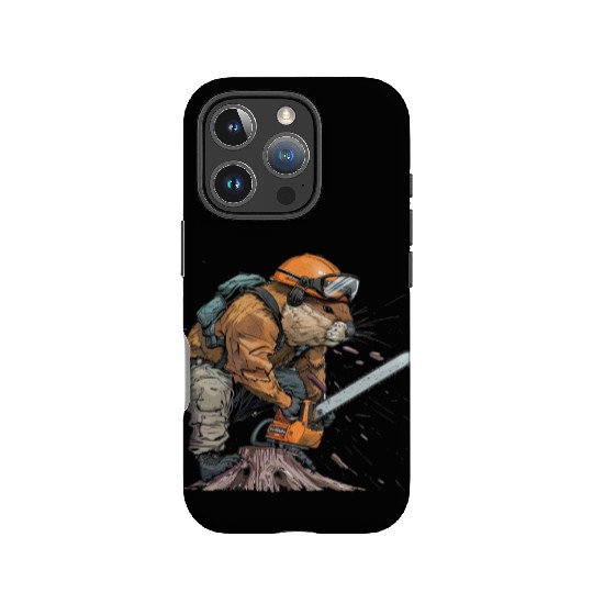 Beaver Lumberjack Chainsaw IPhone Cases