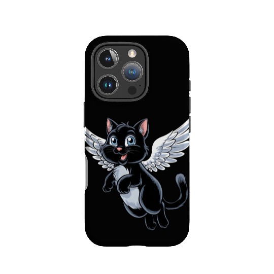 Black Cat with Angel Wings IPhone Cases